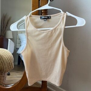 Missguided Light Beige Ribbed Tank Top